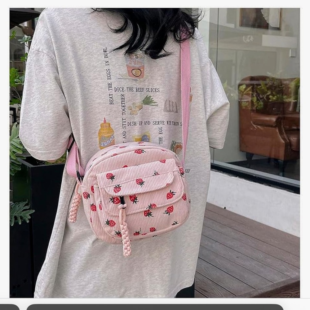 small cute Corduroy bag Kawaii Purse Crossbody Bag small Kawaii Crossbod… - Picture 3 of 7